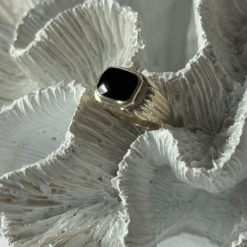 925 Sterling Silver Onyx Ring Size 7