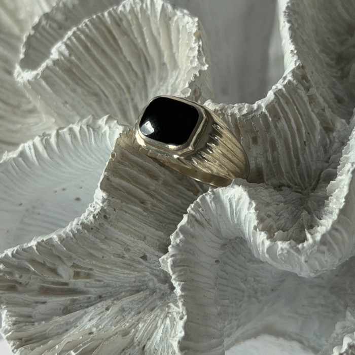 925 Sterling Silver Onyx Ring Size 7