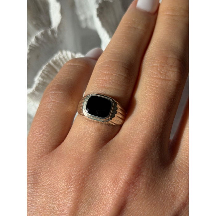 925 Sterling Silver Onyx Ring Size 7