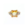 10K YELLOW GOLD YELLOW TOPAZ & DIAMONDS RING SIZE 9.75