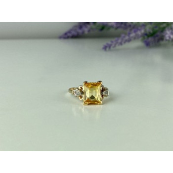 10K YELLOW GOLD YELLOW TOPAZ & DIAMONDS RING SIZE 9.75