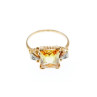 10K YELLOW GOLD YELLOW TOPAZ & DIAMONDS RING SIZE 9.75