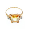 10K Yellow Gold Yellow Topaz & Diamonds Ring Size 9.75