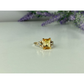 10K YELLOW GOLD YELLOW TOPAZ & DIAMONDS RING SIZE 9.75