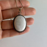 Vintage Chain with pendant White Agate 18.1 in