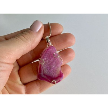 Vintage Chain with Pendant Pink Agate