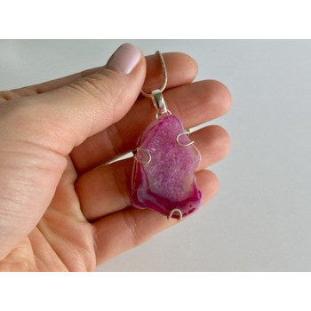 Vintage Chain with Pendant Pink Agate