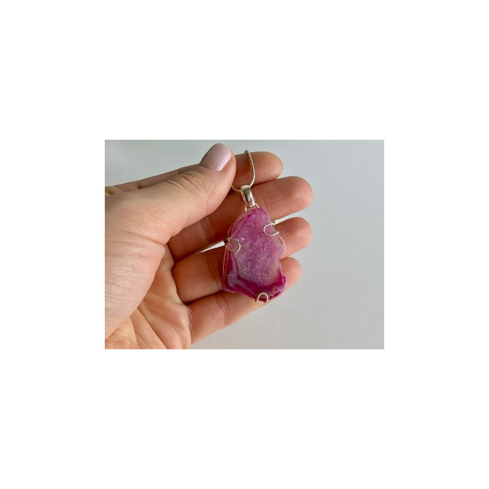 Vintage Chain with Pendant Pink Agate