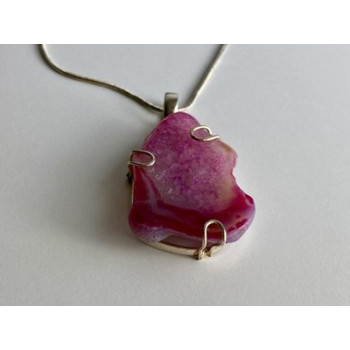 Vintage Chain with Pendant Pink Agate