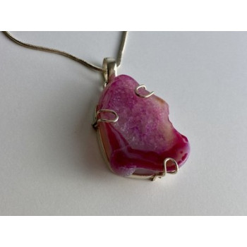 Vintage Chain with Pendant Pink Agate