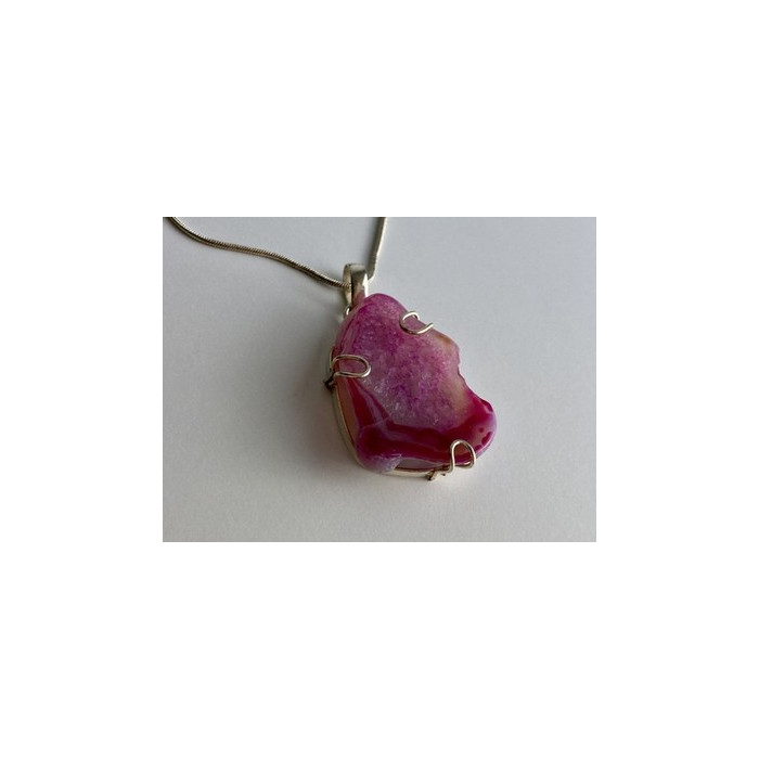 Vintage Chain with Pendant Pink Agate
