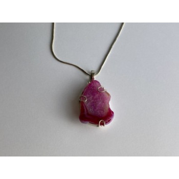 Vintage Chain with Pendant Pink Agate