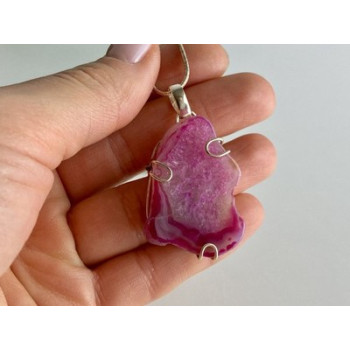 Vintage Chain with Pendant Pink Agate