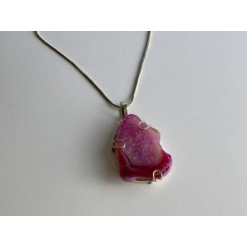 Vintage Chain with Pendant Pink Agate