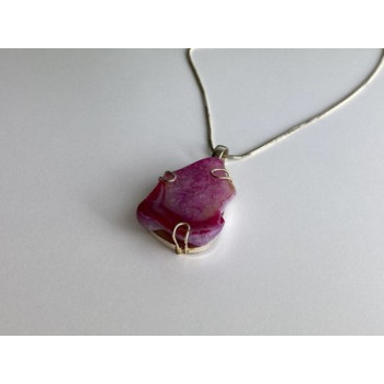 Vintage Chain with Pendant Pink Agate