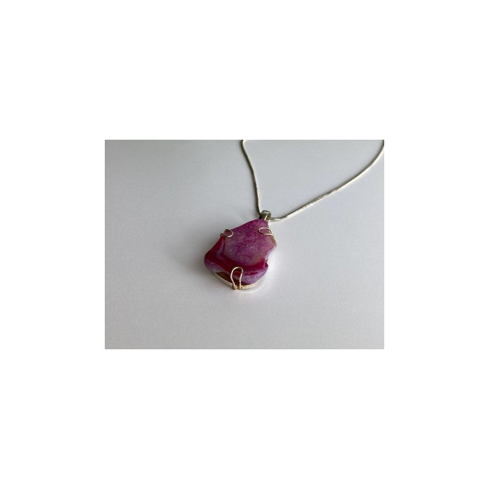 Vintage Chain with Pendant Pink Agate