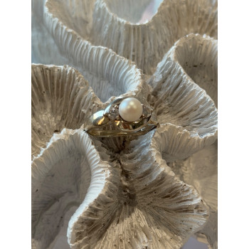 925 Sterling Silver Pearl & Cz Ring Size 8.5