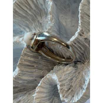 925 Sterling Silver Pearl & Cz Ring Size 8.5