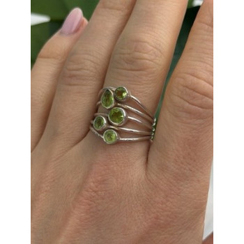 925 Sterling Silver Peridot Ring Size 8.5