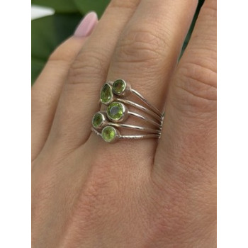 925 Sterling Silver Peridot Ring Size 8.5