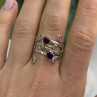 925 Sterling Silver Amethyst & Peridot Ring Size 9.5