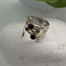 925 Sterling Silver Amethyst & Peridot Ring Size 9.5