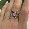 925 Sterling Silver Amethyst & Peridot Ring Size 9.5