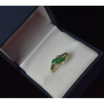 10K Yellow Gold Emerald & Diamonds Ring Size 6.75