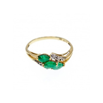 10K YELLOW GOLD  EMERALD & DIAMONDS RING SIZE 6.75