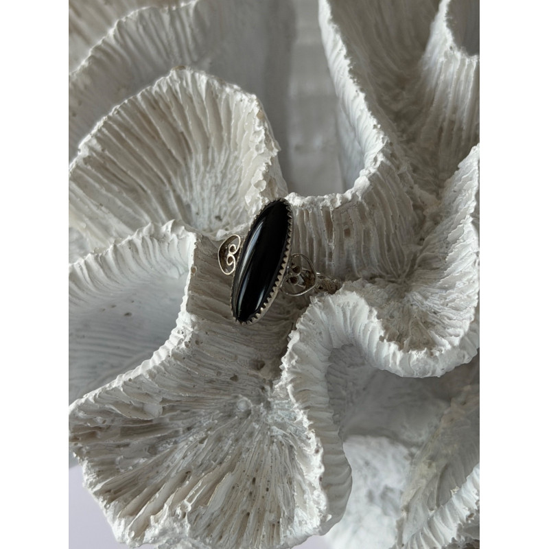 Vintage 925 Sterling Silver Black Onyx Ring Size 4