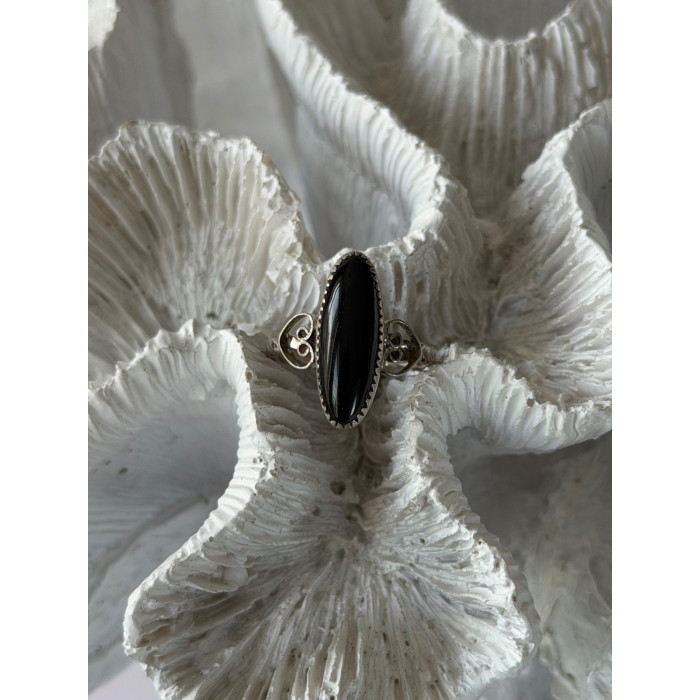 Vintage 925 Sterling Silver Black Onyx Ring Size 4