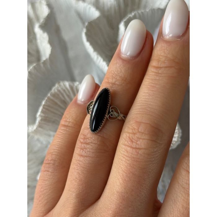 Vintage 925 Sterling Silver Black Onyx Ring Size 4