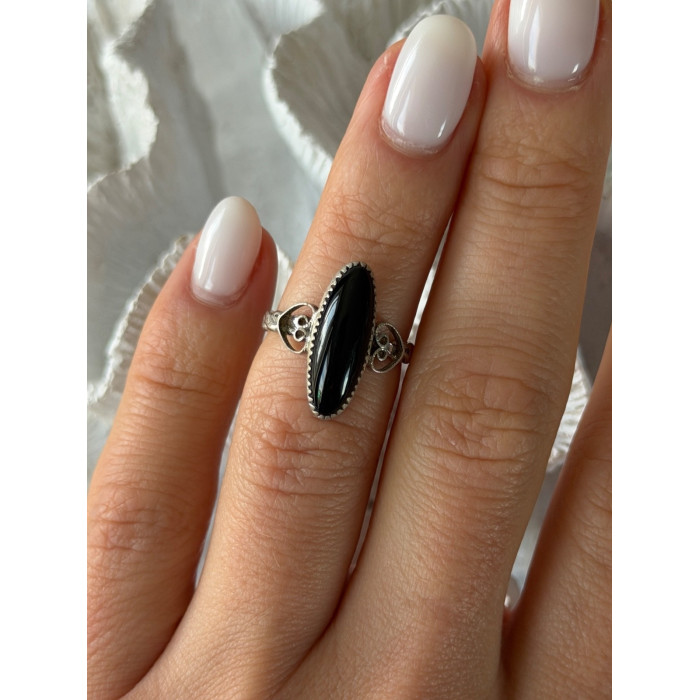 Vintage 925 Sterling Silver Black Onyx Ring Size 4