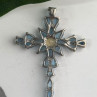 925 Sterling Silver Blue Topaz & Opal Pendant Cross