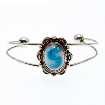 Vintage 925 Sterling Silver Agate Bracelet