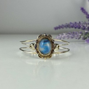 Vintage 925 Sterling Silver Agate Bracelet
