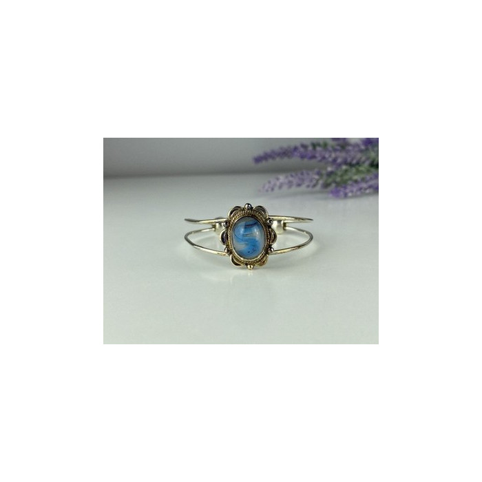 Vintage 925 Sterling Silver Agate Bracelet