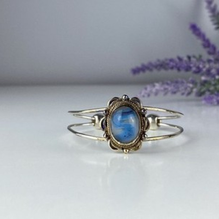 Vintage 925 Sterling Silver Agate Bracelet