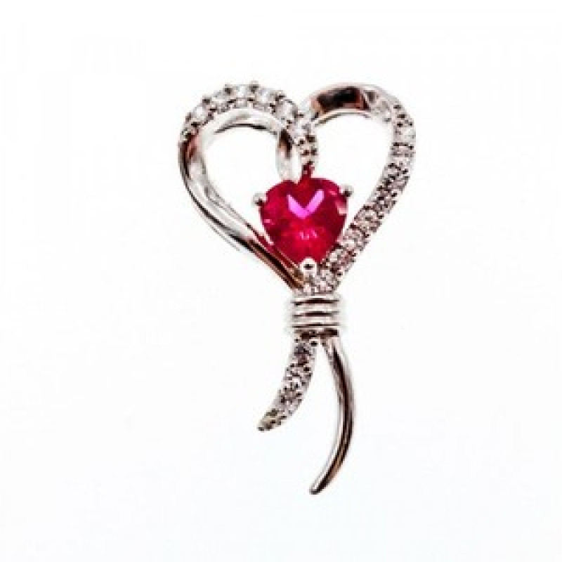 925 Sterling Silver Pink Sapphire & Colorless Quartz Pendant