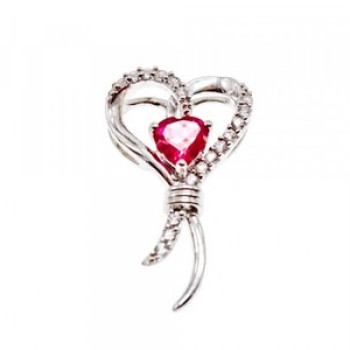 925 Sterling Silver Pink Sapphire & Colorless Quartz Pendant