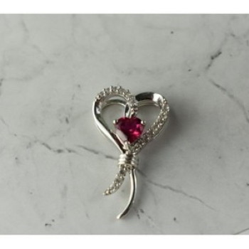 925 Sterling Silver Pink Sapphire & Colorless Quartz Pendant