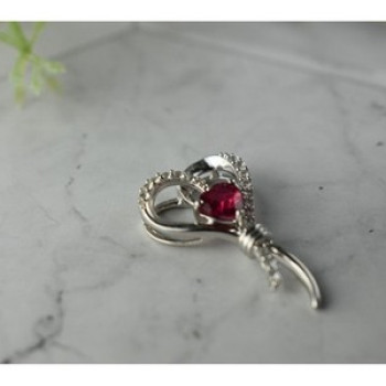 925 Sterling Silver Pink Sapphire & Colorless Quartz Pendant