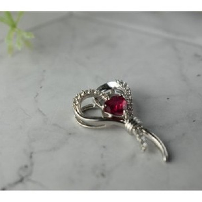 925 Sterling Silver Pink Sapphire & Colorless Quartz Pendant