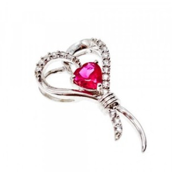 925 Sterling Silver Pink Sapphire & Colorless Quartz Pendant