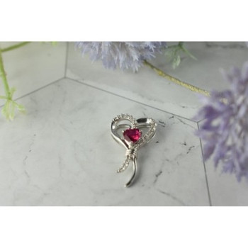 925 Sterling Silver Pink Sapphire & Colorless Quartz Pendant