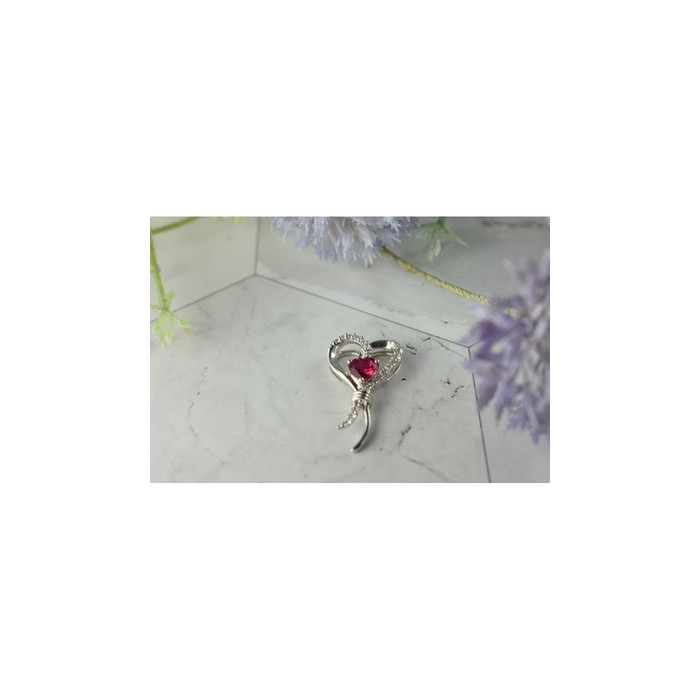 925 Sterling Silver Pink Sapphire & Colorless Quartz Pendant
