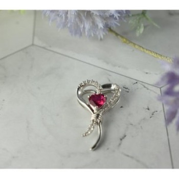 925 Sterling Silver Pink Sapphire & Colorless Quartz Pendant