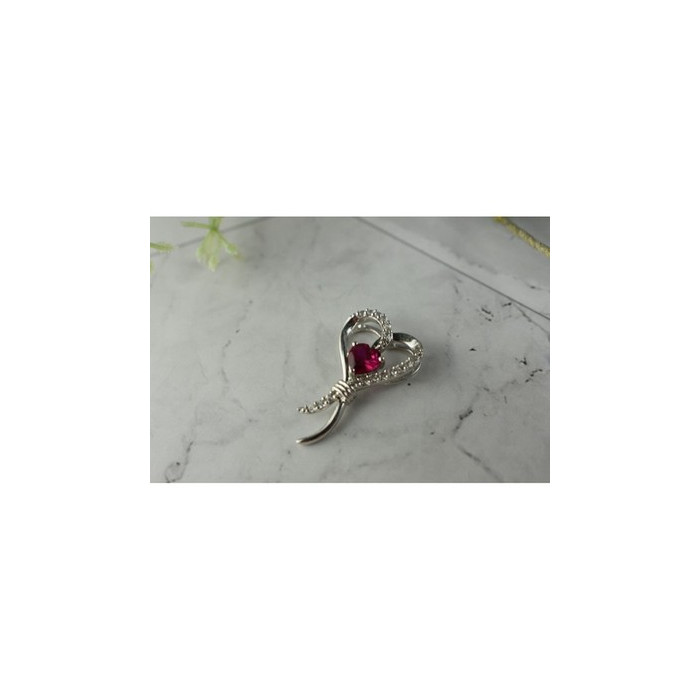 925 Sterling Silver Pink Sapphire & Colorless Quartz Pendant
