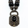 Vintage 925 Sterling Silver Black Jade and Marcasites Necklace