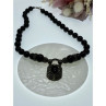 Vintage 925 Sterling Silver Black Jade and Marcasites Necklace